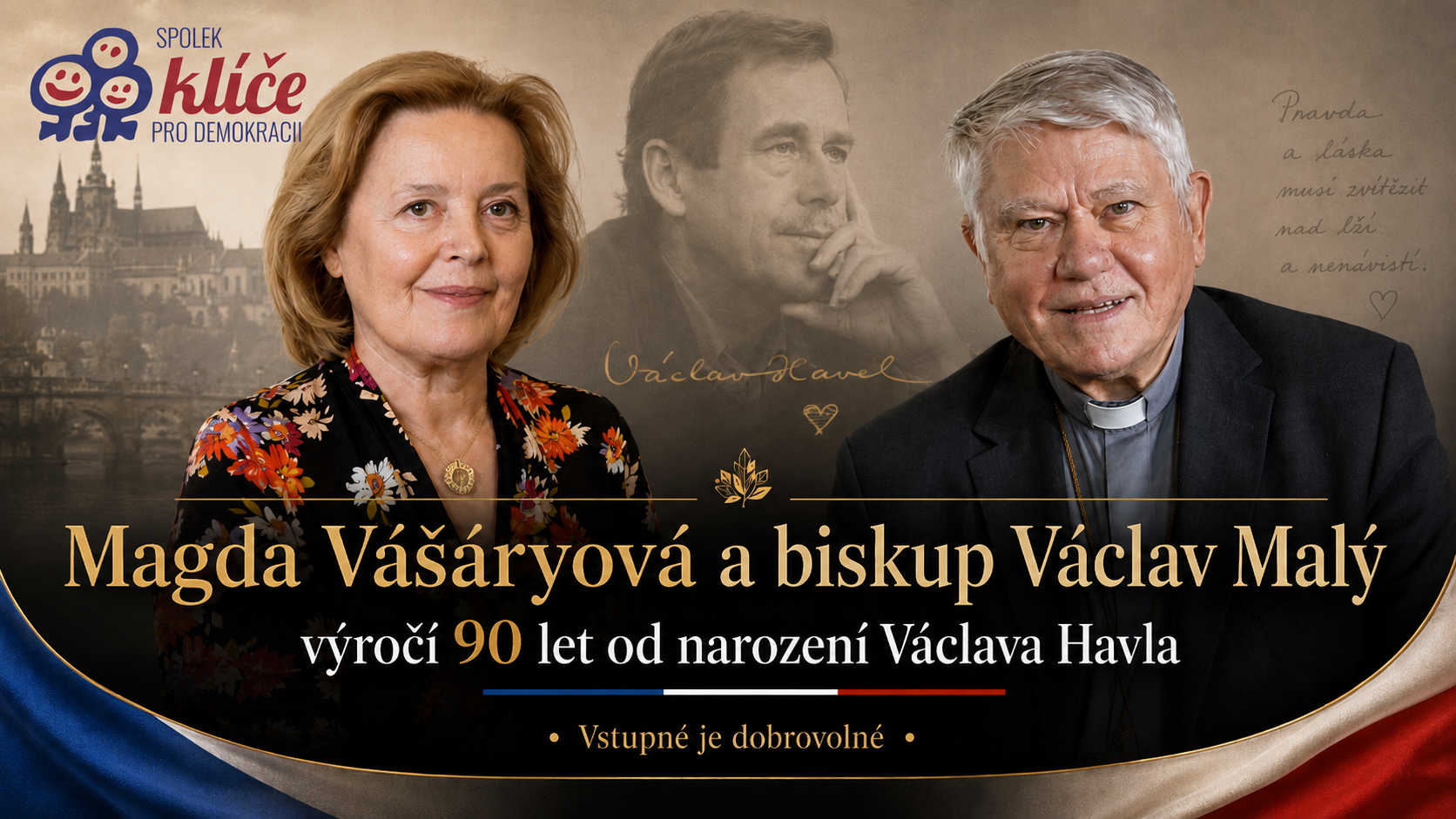 Magda Vášáryová a biskup Václav Malý – výročí 90 let od narození Václava Havla